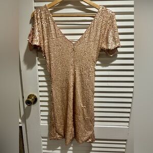 As U Wish Gold beige  Sequin Party Dress Size M
